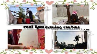 My *relaxing 5pm evening routine*️||navratri pooja || watering plants || cleaning and everything