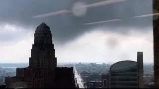 Tornado in Buffalo, NY rips roof off building on Niagara Street