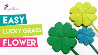 Easy Lucky grass flower making | Easy flower | Origami | Paper craft | Purple Kraft