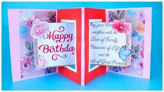 DIY - 3D Birthday Card | flower Pop-Up Birthday Card | Special Birthday Card | Easy Flower Card