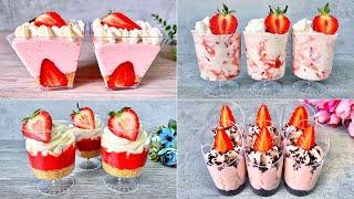 4 Easy NO BAKE Strawberry Dessert cup recipes. Easy and Yummy!