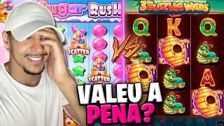 3 BUZZING WILDS vs "SUGAR RUSH 100: qual paga mais no bônus?