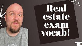 Real estate exam vocab flash cards -- national real estate exam material