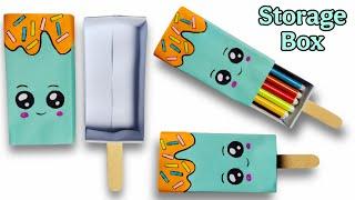 Origami box /school supplies /How to make icecream pencil box /box craft ideas easy /DIY sticker box