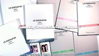 unboxing le sserafim "easy" albums  balmy flex, featherly lotus, sheer myrrh, compact & weverse !