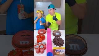 M&M's red foods vs chocolate foods ice cream challenge! #funny #shorts by Ethan Funny Family