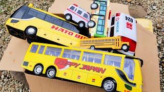 救急車とバスのミニカー大集合！ 木の坂道を走らせてみた！ Ambulance & Bus Model Collection Review & Drive A Steep Hill !!