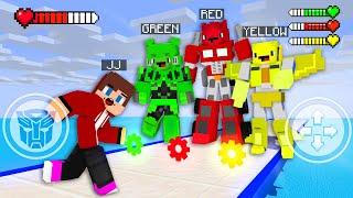 JJ vs Mikey Became All Color Transformers - Bumblebee vs Optimus Prime - Maizen Minecraft Animation