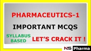 PHARMACY | IMPORTANT MCQS OF PHARMACEUTICS -1