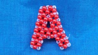 How to make Alphabet 'A' Keychain with Beads | DIY Beads Craft | Pearl Beaded keychain making