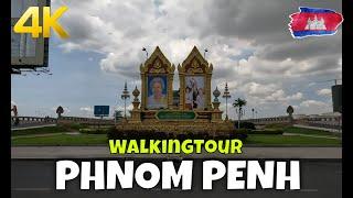 Cambodia - Phnom Penh - Downtown City 4K Walking Tour 60FPS