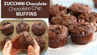 Double Chocolate Zucchini Muffins - Easy One Bowl Recipe