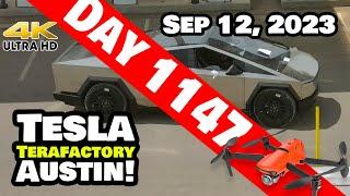 CYBERTRUCKS ROLLING AT GIGA TEXAS! - Tesla Gigafactory Austin 4K  Day 1147 - 9/12/23 - Tesla Texas