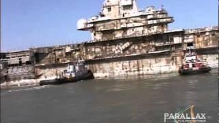 USS Oriskany breaking away from Tug during documentary "Sinking an Aircraft Carrier"