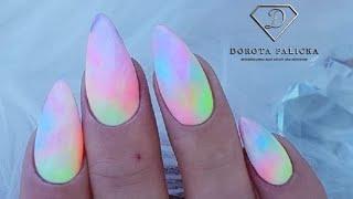 Tie dye gel polish nail art, rainbow nails tie dye. Nails rainbow. Summer nails 2022, easy design.