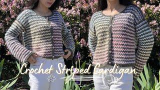 [Part 1] Crochet Striped Cardigan | Crochet Cardigan | Crochet With Hannah