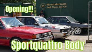 Das Opening… die Sportquattro Karosse mit Carbonbodykit verbaut Typ85 Manic Urquattro