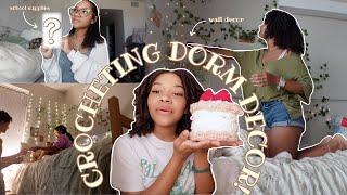 lets crochet decor for my dorm! | crochet vlog