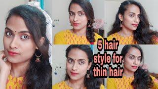 5 easy and beautiful thin hair hairstyles / pavithra beauty/hair style