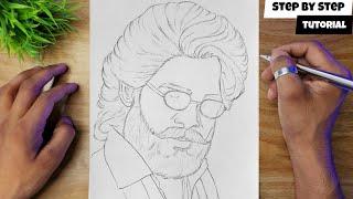 How To Draw Allu Arjun From Pushpa Movie / Step By Step Tutorial @AjArts03