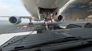 BOEING-787 AIRCRAFT TOWING USING TOWBARLESS TOW TRACTOR FROM HANGAR TO TERMINAL