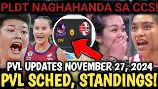 PVL GAME SCHEDULE, STANDINGS AND RESULTS TODAY NOVEMBER 27, 2024! PLDT NAGHAHANDA SA CREAMLINE!