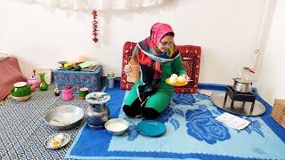 How does a village girl cook alone? Morning to evening routine of rural life in Iran