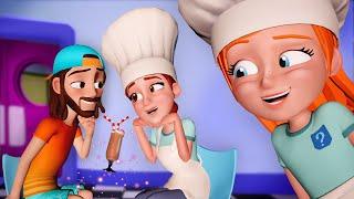 Chef Adley's MYSTERY CAFE Love Story!!  Adley is the Boss, Niko makes Food, a new Family 3D Cartoon