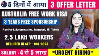 Australia  Free Work Permit Visa 2024 | 2 Work Permit Approved Within Weeks | Packing & Helper Job