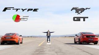 DRAG RACE! Ford Mustang GT vs Jaguar F-Type S