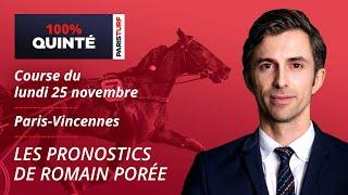 Pronostics Quinté PMU - 100% Quinté du Lundi 25 novembre à Paris-Vincennes