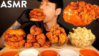 ASMR MUKBANG SPICY CHICKEN WINGS & CHICKEN SANDWICH & POPCORN CHICKEN & MAC (No Talking)