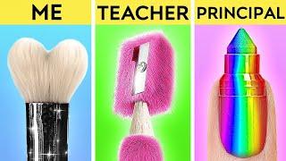 PRICELESS ART SCHOOL HACKS || Teacher vs. Me Challenge! Amazing Drawing Tricks by 123 GO! SCHOOL