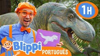 Blippi Visita um Museu de Dinossauros GIGANTES! | 1 HORA DO BLIPPI! | Vídeos Educativos em Português