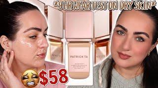 NEW PATRICK TA Foundation REVIEW! Major Skin Hydra-Luxe Luminous Foundation 9HR WEAR TEST *dry skin*