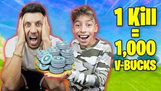 Every Kill = 1,000 V Bucks in Fortnite! (Dad Freaks Out) | Royalty Gaming