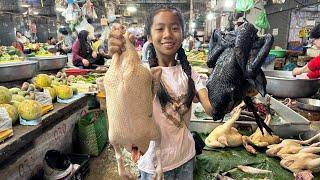 Market show: Chef pich buy duck and black chicken for cooking - Cooking with Sreypich