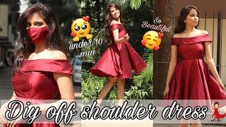 DIY:OFF-SHOULDER DRESS easy method under 10 min| Cutting & stitching| DREAM Episode 29|Dream Patel!