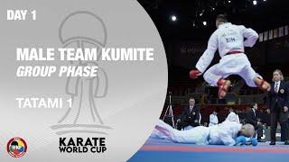 KARATE WORLD CUP: Day 1 - Male Team Kumite - Group Phase - Tatami 1 | WORLD KARATE FEDERATION