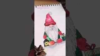 Easy Gnome watercolor painting  #watercolorforbeginners #artshorts #ytshorts #youtubeshorts #gnome