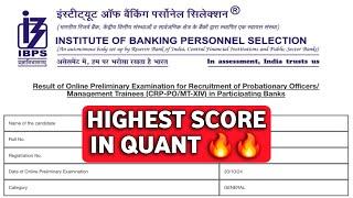 My IBPS PO 2024 Score-card with Highest Score in Quant‼️ Role of Normalisation  Comment your Score