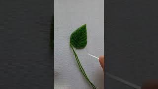 Hand embroidery leaf stitch tutorial. #shorts