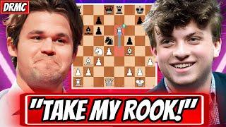 “The Audacity!” || Magnus Carlsen SHOCKS Hans Niemann w/ EPIC Rook Sac! (Magnus Says Hans Cheated?)