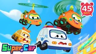 Thrilling Flight | Police Car VS. Sneakey Flying Cars | Car Cartoons & Kids Songs | Super Car