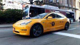 RIDING IN THE FIRST NYC YELLOW TESLA TAXICAB!