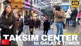 [4K] Walking Tour: Istiklal Street - Taksim Square to Galata Tower | Istanbul