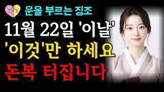 11월 22일에 '이것'만은 꼭 하세요 | 진짜 재물운 찾아와서 부자되려면 이날은 반드시 '이 것'을 드세요 | 대운 금전운 징조 | 말년복 재물복 부자 신호 | 오디오북