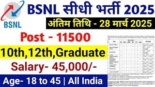 BSNL 11700 Post Out-BSNL Recruitment 2025 | BSNL Vacancy 2025 | Govt Jobs March 2025 | Latest Jobs