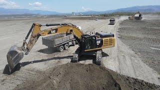 Two Caterpillar 352F Excavators Leveling The Floor Of A Huge Construction Site - Ascon Ltd