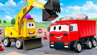 Police Car Accident | Excavators, Dump Trucks Rescue And Road Construction | Toy City Construction